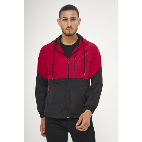 River Club Men's Red - Black Two Colors Inner Lined Water-Resistant Hooded Raincoat-windbreaker with Pocket. Cene