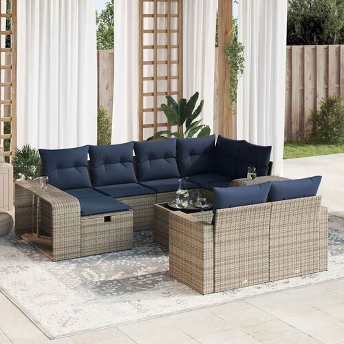 VidaXL 11-dijelni set vrtnih sofa od poliratana s jastucima sivi Slike