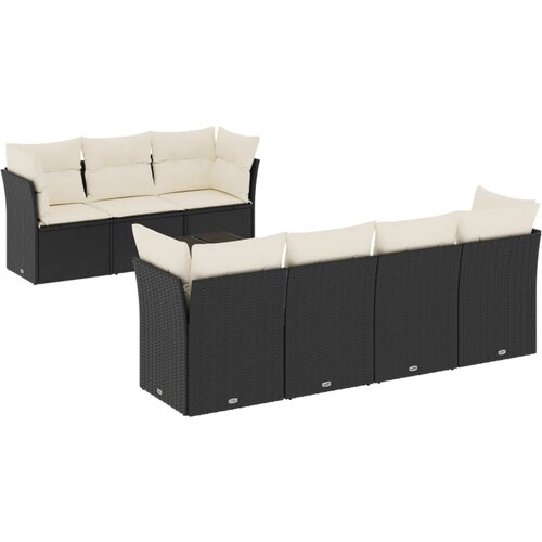  8-dijelni set vrtnih sofa od poliratana s jastucima crni Crna 234 x 62 x 69 cm Slike
