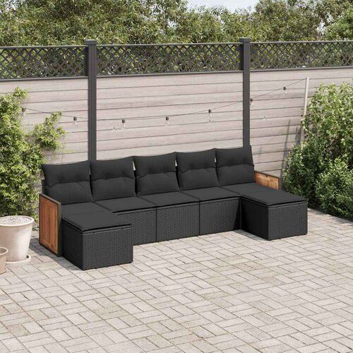  7-dijelni set vrtnih sofa od poliratana s jastucima crni Crna 59 x 62 x 69 cm Cene