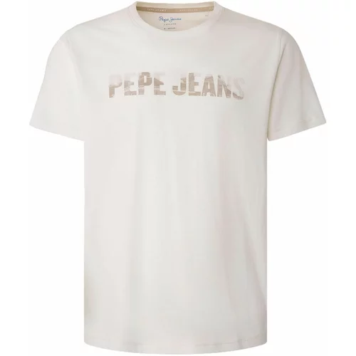 Pepe Jeans Bombažna kratka majica bež barva