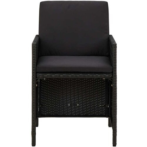  5-dijelni vrtni blagovaonski set s jastucima od poliratana crni Crna 109 cm table length Slike