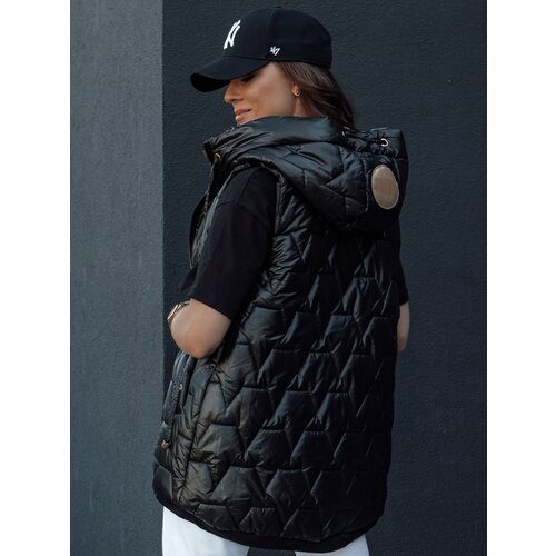 DStreet Women&amp;#039;s quilted vest with hood GLITZY black Slike