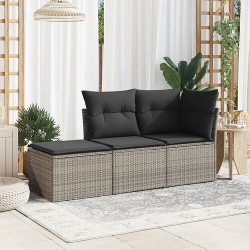  Vrtni tabure s jastukom sivi 55 x 55 x 37 cm od poliratana Siva Slike