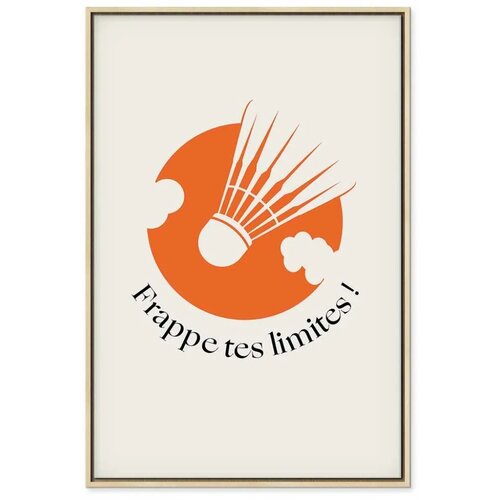  Slika - Badminton Shuttlecock on an Orange Circle Background 80x120 U prirodnom drvenom okviru Slike