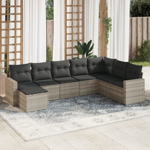 vidaXL 8-dijelni set vrtnih sofa od poliratana s jastucima svjetlosivi Cijene