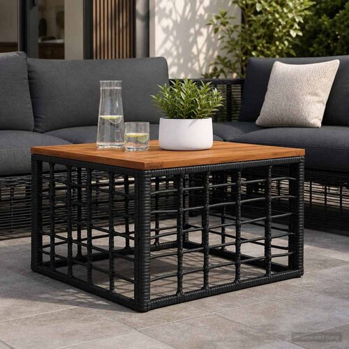  Stol za vrt 55 x 55 x 37 cm PE Rattan i Staklo Slike
