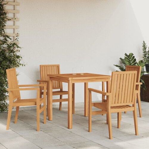 VidaXL Vrtni stoli 4 kosi 56,5x57,5x91 cm trdna tikovina Slike