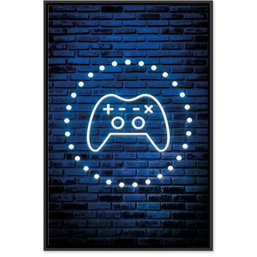  Slika - Neon Gamepad 60x90 U crnom drvenom okviru Slike