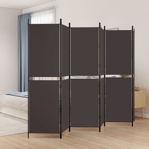 vidaXL Sobna pregrada s 6 panela smeđa 300 x 180 cm od tkanine Cijene