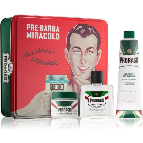 Proraso green darovni set balzam nakon brijanja Green 100 ml + krema za brijanje Green 150 ml + krema prije brijanja Green 100 ml + kutija za muškarce Cijene