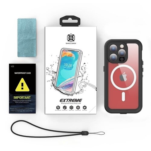 ShellBox Vodootporna IP68 360&amp;deg; MagSafe maska za iPhone 15 Pro &amp;ndash; Crna Slike