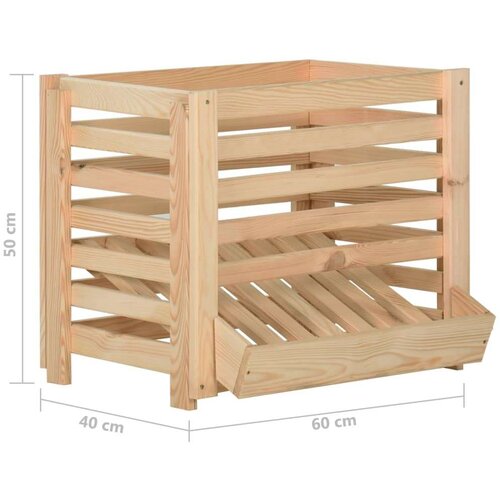 VidaXL Kutija za krumpire 60 x 40 x 50 cm od masivne borovine Slike