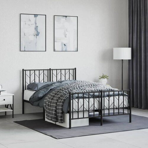 vidaXL Metalni okvir kreveta uzglavlje i podnožje crni 120x200 cm Cijene