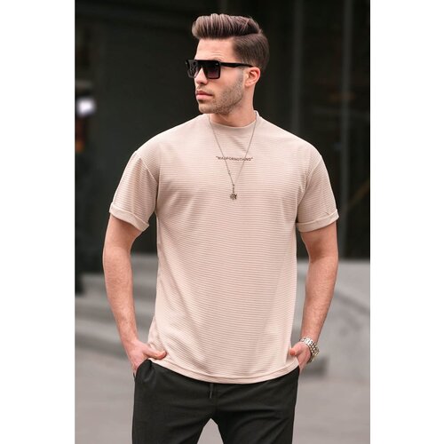 Madmext Beige Lycra Basic Men&amp;#039;s T-Shirt 6060 Slike