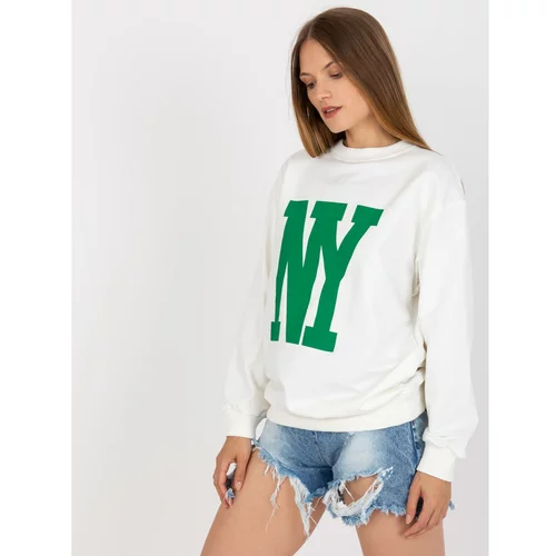 Fashion Hunters White sweatshirt with a printed design without a hood