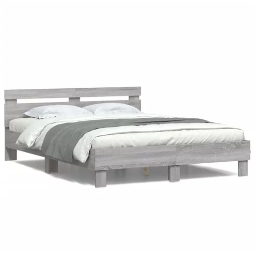  Okvir kreveta s uzglavljem LED siva boja hrasta 140x200 cm