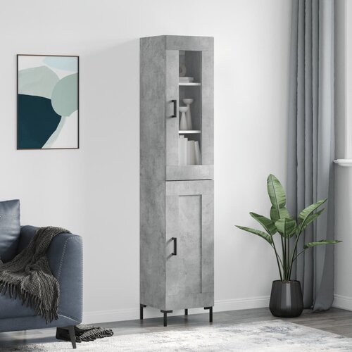 The Living Store Visoka omara betonsko siva 34,5x34x180 cm inženirski les - Visoka Omarica, (21430304) Slike