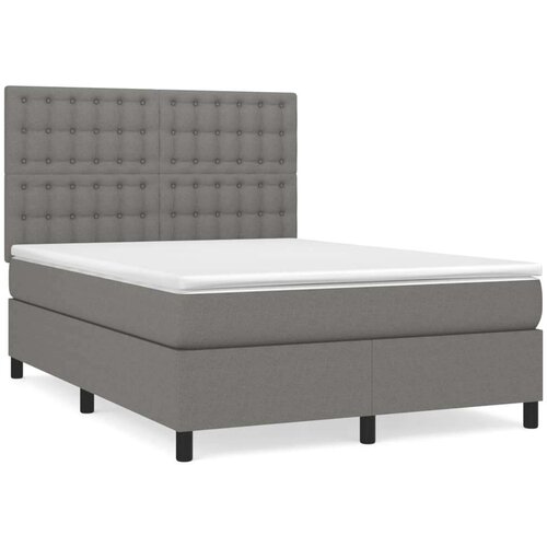  Krevet s oprugama i madracem tamnosivi 140x190 cm od tkanine Slike