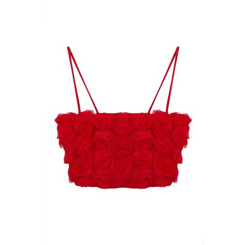 Trendyol Limited Edition Red 3D Floral Bustier Slike