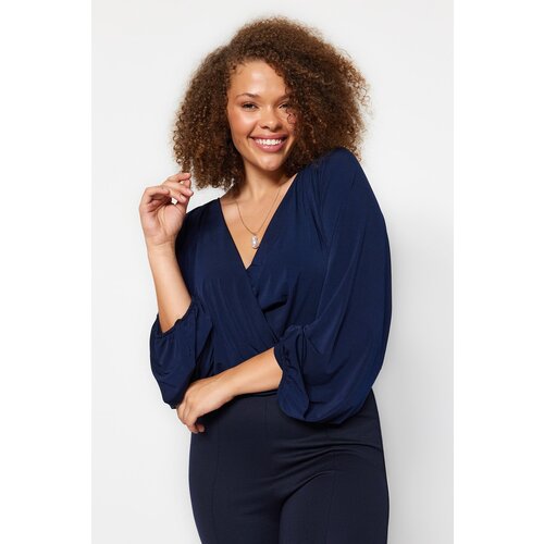 Trendyol Curve Plus Size Blouse - Dark blue - Regular fit Cene