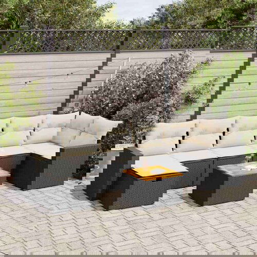 vidaXL 8-dijelni set vrtnih sofa od poliratana s jastucima crni Cijene