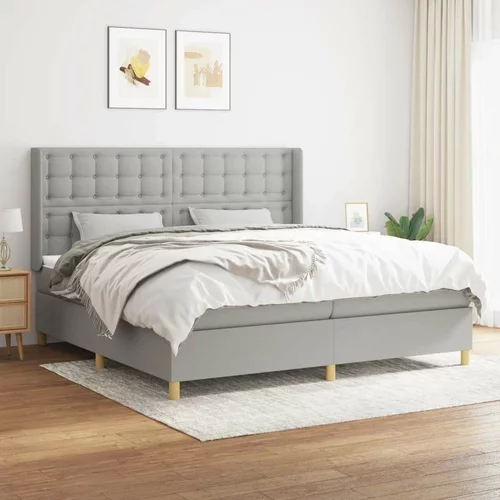  Box spring postelja z vzmetnico svetlo siva 200x200 cm blago, (20896982)