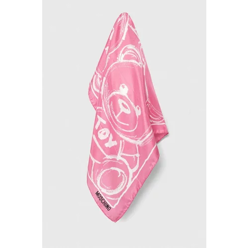 Moschino Svilen žepni robček roza barva