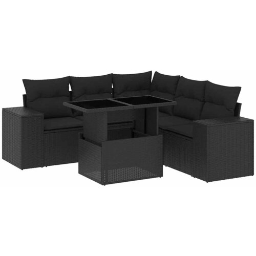Maison Chic Seti vrtnega pohištva - Vrtna garnitura - Vrtni pohištvo set 6-delna z blazinami črna poli ratan, (21804108) Cene