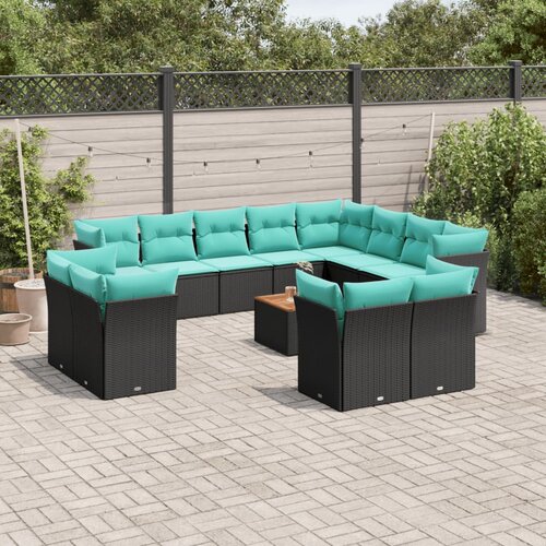  13-dijelni set vrtnih sofa s jastucima poliratan crni Cijene