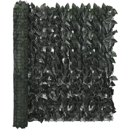 vidaXL Balkonsko platno s temno zelenim listjem 400x100 cm