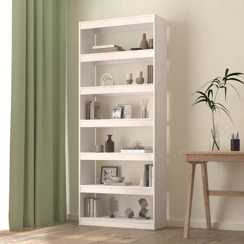  The Living Store Knjižna omara/pregrada bela 80x30x199,5 cm trdna borovina - Knjižna Omara, (21431517) Cene