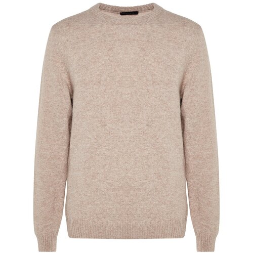 Trendyol Beige Men&amp;#039;s Regular Fit Crew Neck Wool Limited Edition Basic Knitwear Sweater. Slike