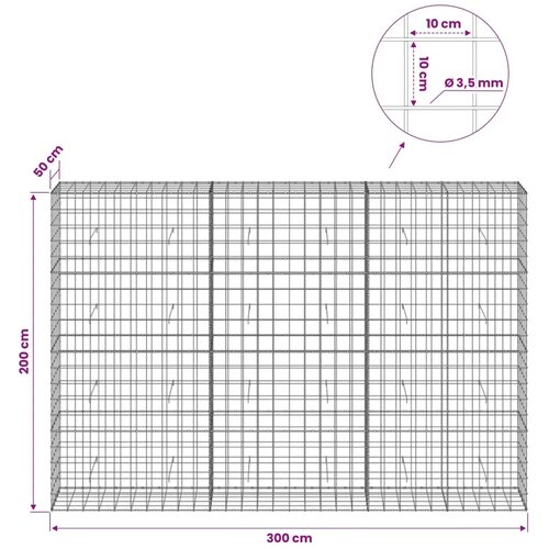  Gabion s žicom debljine 3 5 mm i mrežom 10x10 cm 300x50x200 cm - 50 cm 200 cm 300 cm Slike