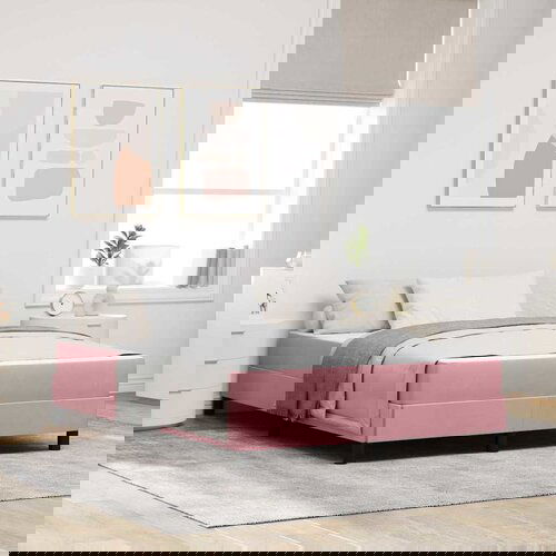 VidaXL Postelja boxspring z vzmetnico Roza 140 x 200 cm Žamet Slike