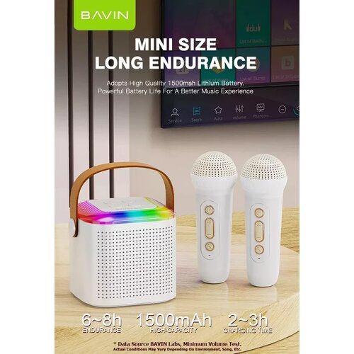 BAVIN mini karaoke zvučnik sa 2 mikrofona bela Cene
