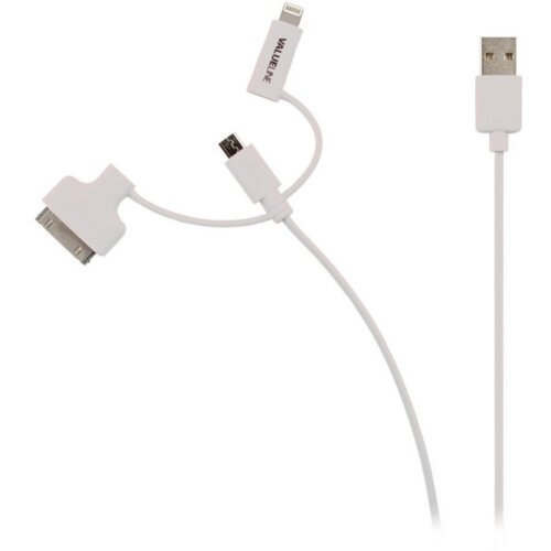 Nedis VLMP39410W1.00 3 u 1 Sync and Charge Cable USB-A Male - Micro B Male 1.00 m White + 30-Pin Doc Slike