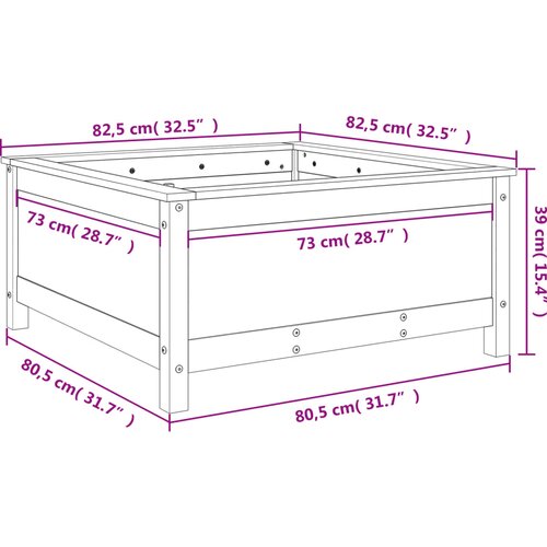 Vrtna sadilica siva 82,5 x 82,5 x 39 cm od masivne borovine Slike