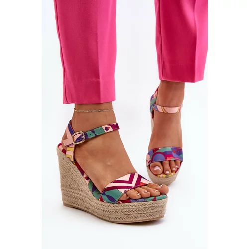Kesi Patterned wedge sandals made of knitted multi-colored Anihazra