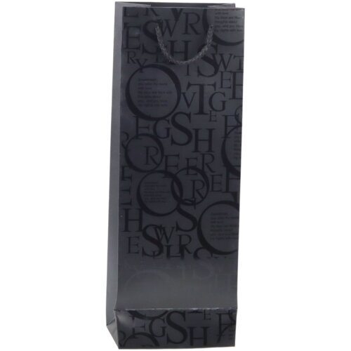  Wine Bottle Gift Bag Pattern With Inscriptions 35 x 12 x 9 cm Slike