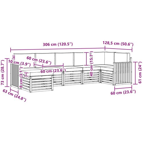  Set vanjskih sofa 7 kom. Bijela i antracit 306 x 128,5 x 73 cm Slike
