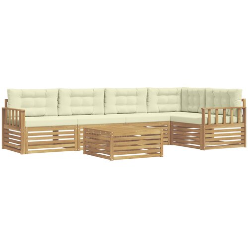 vidaXL Zunanja garnitura za sedenje 6 pcs Bela in krem Poliester, (5000280819) Cene