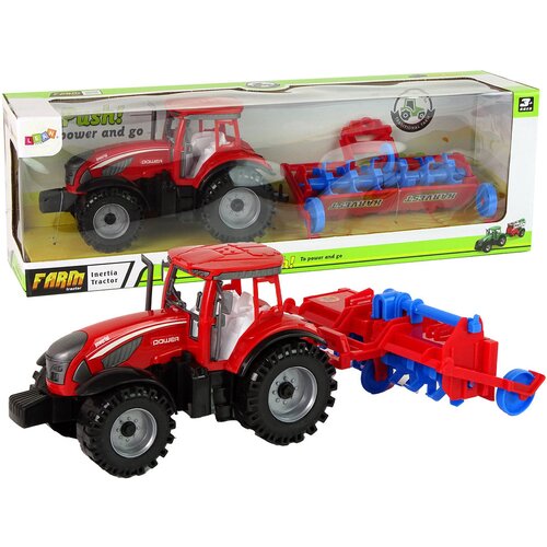Red Tractor with Plough Friction Drive Slike