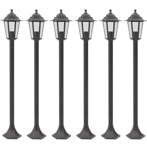 vidaXL Vrtne ulične svetilke 6 kosov E27 110 cm aluminij bronaste Cene