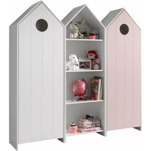 Vipack Bela/svetlo rožnata odprta otroška garderobna omara 173x171,5 cm CASAMI –