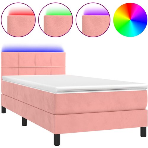  box spring s madracem LED ružičasti 90x200 cm bar&amp;scaron;unasti Slike
