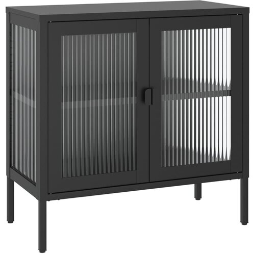 Maison Chic Komoda - Predalnik črna 70x35x70 cm steklo in jeklo, (21718371) Slike