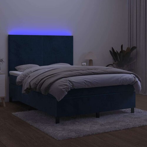  Box spring s madracem LED tamnoplavi 140x200 cm bar&amp;scaron;un Slike