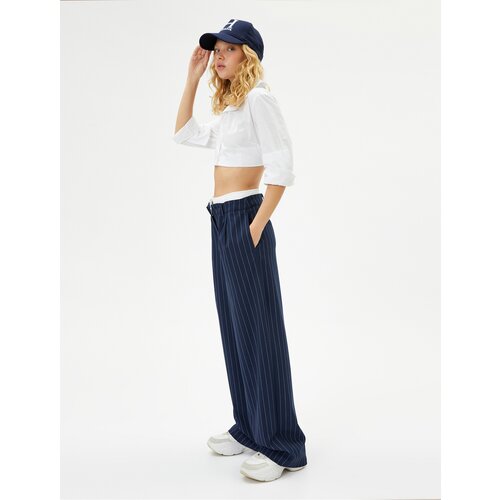 Koton Double Waist Detailed Palazzo Trousers With Pockets Viscose Fabric Blended Slike