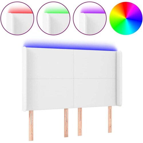 VidaXL LED uzglavlje bijelo 147x16x118/128 cm od umjetne kože Slike
